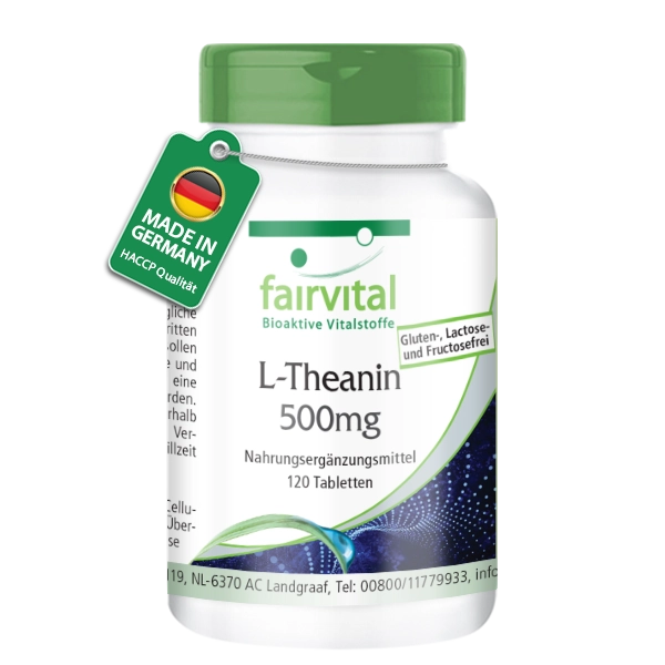 L-Theanin 500mg - 120 Tabletten - Aminosäure - Schluckfreundlich - Hochdosiert und Vegan | Fairvital